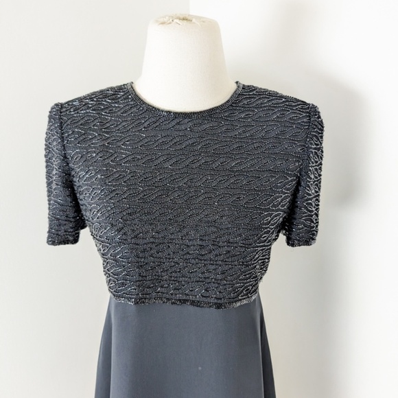 Silk Beaded Mini Dress Empire Waist Talbots Little Black Dress LBD - Picture 7 of 14